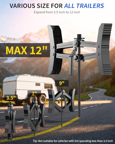 BEBOBLY Camper RV Wheel Chock Stabilizer, Heavy Duty X-Shaped Camper Wheel Chock 2 Sets with Wrench for Travel Trailer, Fits 3.5" to 12" Wheel Gaps, Anti-Move Tire Wheel Chock
