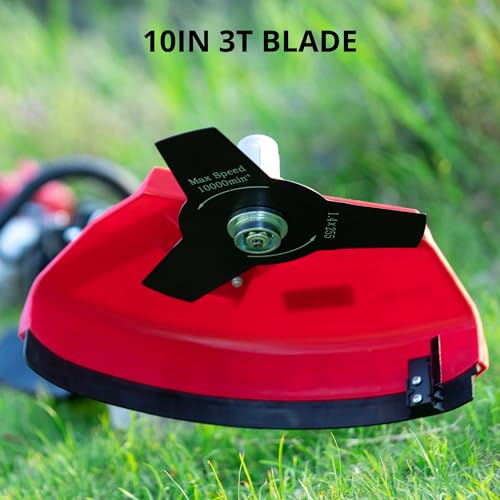 AMERISUN 26cc Gas Weed Wacker, Brush Cutter Trimmer Weed Eater 2 in 1, 2 Cycle Air-Cooled Engine 10'' Brush Blade 16'' Cutting Width with Rubber Handle & Shoulder Strap Efficient for Yard Garden