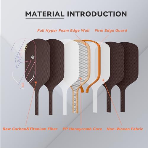 JUCIAO Pickleball Paddles,T700 Carbon Fiber Surface Pickle Ball Racket, Honeycomb Core,USAPA Approved Pickle Ball Paddle for Beginners & Intermediate Players