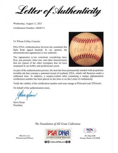 Yankees Babe Ruth Signed Harridge 1940-47 Reach Oal Baseball PSA/DNA #AK09711 - Autographed Baseballs