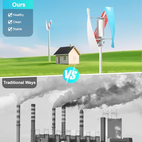 LXYIUTRW Bepritm 400W Wind Turbine Generator Kit, 3 Blades Wind Power Generator 12V Vertical Axis Wind Turbine Generator Kit with Controller, Ultra-Quiet Design for Home, Boats, Street Lighting
