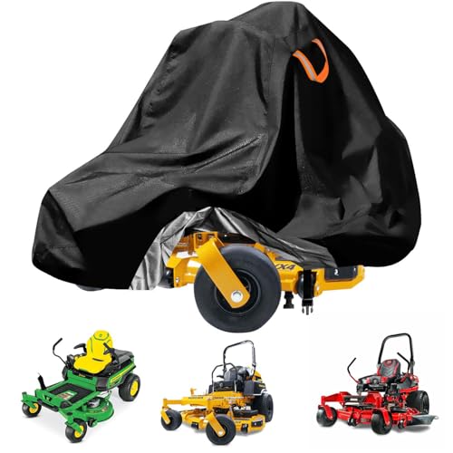 Zero-Turn Lawn Mower Covers,Waterproof Outdoor Riding Mower Cover,Fits up to 60" Decks Rider Lawnmower Tractor Storage Cover,Durable Anti-UV 210D Polyester,Reflective Strips -79"Lx47"Wx55"H