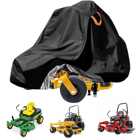 Zero-Turn Lawn Mower Covers,Waterproof Outdoor Riding Mower Cover,Fits up to 60" Decks Rider Lawnmower Tractor Storage Cover,Durable Anti-UV 210D Polyester,Reflective Strips -79"Lx47"Wx55"H