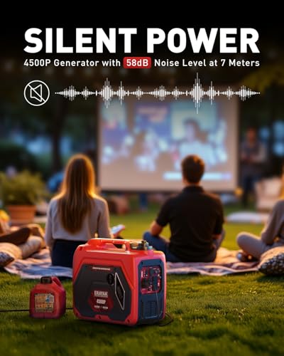 ERAYAK 4500W Portable Inverter Generator for Home Use, Super Quiet Small Generator for Camping Outdoor Emergency Power Backup, Gas Powered Engine, ECO Mode, EPA Compliant