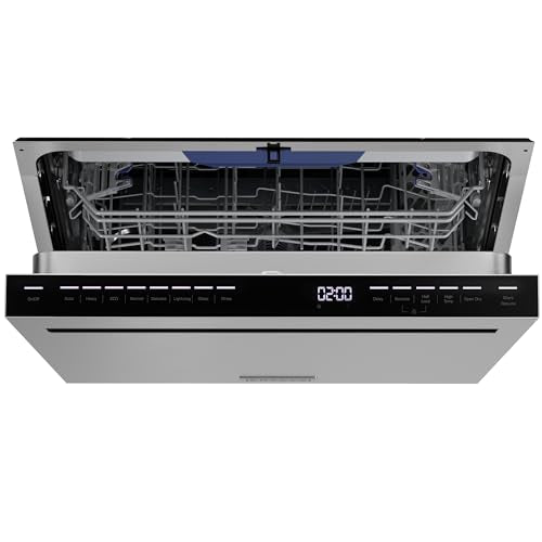 Empava 24” Built-in Dishwasher with Stainless Steel Tub, 15 Place Settings, 8 Wash Cycles, 3rd Racks, Auto Door Dry, 49 dB Quiet, ENERGY STAR Certified