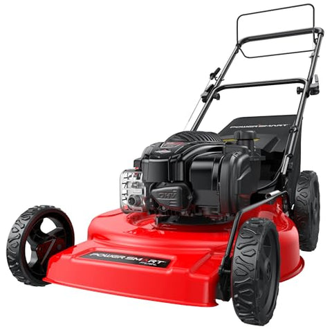 PowerSmart 22-Inch Gas Lawn Mower Self-Propelled, 150cc B&S Engine, 3-in-1 Mulching System, 6 Cutting Heights, Rear-Wheel Drive, Durable Steel Deck