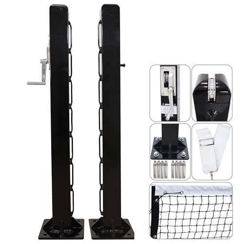 defulion-Premium Permanent Pickleball Net Posts - Heavy-Duty Aluminum Poles with Effortless Flange Installation, Say Goodbye to Wobbly Portable Nets