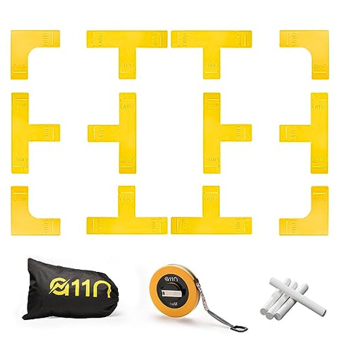 A11N Pickleball Court Marking Kit - Throw Down Markers with Tape Measure, Chalk and Carrying Bag, Yellow