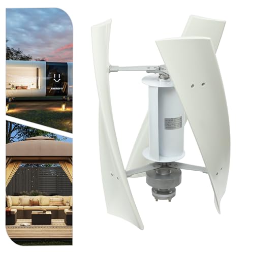 500W Vertical Axis Wind Turbine Generator, Permanent Magnet Generator with Intelligent Controller, Low Noise Helical Design Windmill for Home, Boats, Street Lighting (12V,500W,Style 3, White)