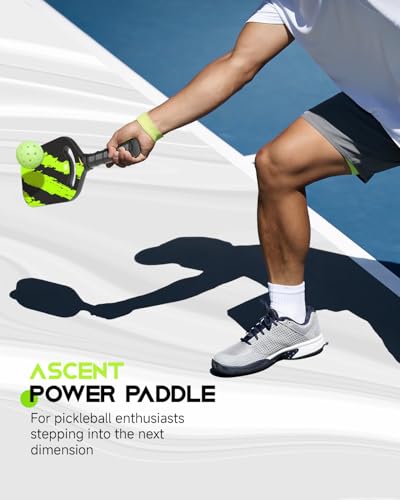 Warping Point Ascent Pickleball Paddles | Carbon Fiber Pickleball Racket with Aero Throat | Textured Grit Surface | 16mm Hexa Polymer Core | USAPA Approved | Designed for Control & Spin | Green