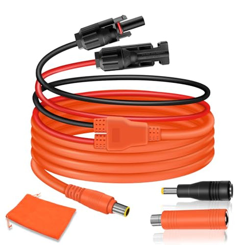 COMeap Solar Panel Adapter for Jackery, 6FT/1.8M Compatible with MC-4 to DC 8mm Extension Cable with DC7909 to DC8020/DC5525 Connector for GZ Yeti Bluetti Solar Generator Power Station 12AWG - Orange