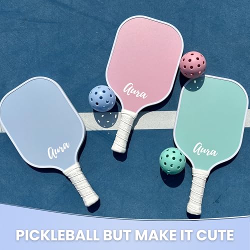 Cute Blue Pickleball Paddle | Fiberglass Surface Pickleball Racket with Comfort Cushion Grip | Lightweight Ideal for Beginners | Pickleball Gifts for Women