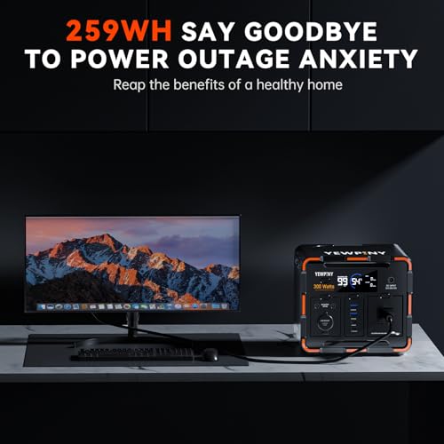 300W Portable Power Station, Solar Generator 259Wh, 70,000mAh LiFePO4 Battery with 65W USB-C PD&Pure Sine Wave AC, Solar Charging for Camping,Home Backup,Emergency Power(SOS Light & LCD Display)