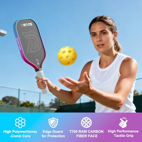 DGYGQ Professional Carbon Fiber Pickleball Paddle-16mm, Superior Control, Strong Power and Forceful Spin with 16mm Honeycomb Core Pickleball Rackets (Red and Blue)
