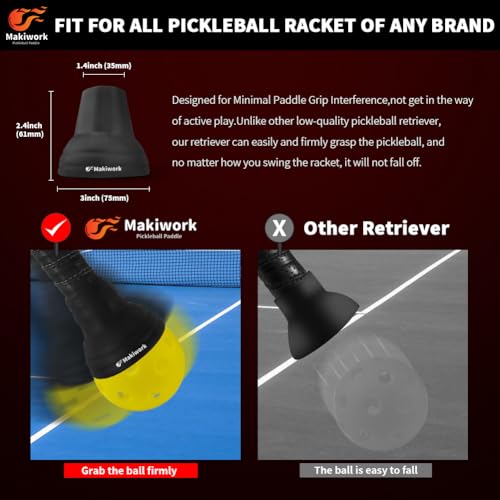 Pickleball Ball Retriever - Silicone Pickleball Grabber and Picker - Universal Suction Cup - Accessory to Pick Up Balls - Fits All Standard Paddles - Pickleball Ball Picker