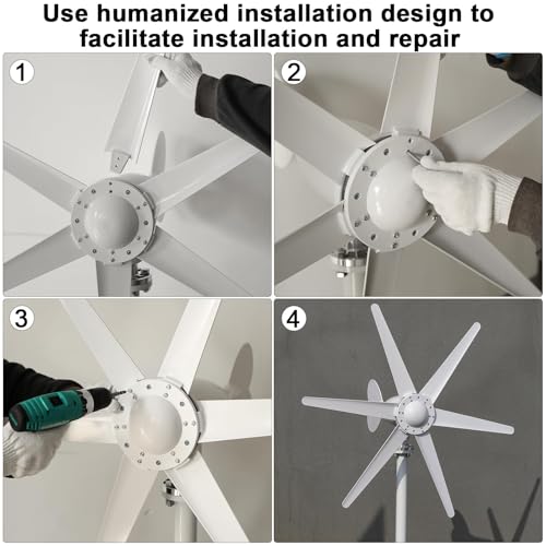 800W Wind Turbine Generator,12V/24V Wind Turbine Kit,6 Blade Professiona Wind Power Generator with Controller, Electromagnetic Power Wind Energy System for Home, Farm, RVs, Boats