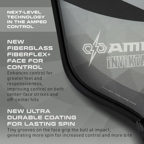 Selkirk Sport Amped Control Pickleball Paddle | Assembled in the USA | Next-Gen FiberFlex+ Face & Ultra Durable Spin Coating | 16mm X5 Core for Unrivaled Precision & Control | Invikta Lightweight Gray