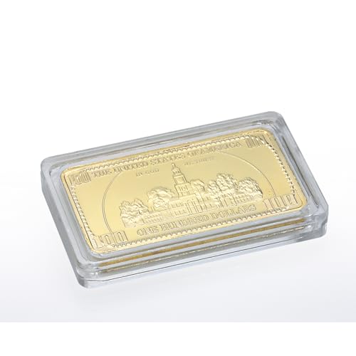 American Coin Treasures Ben Franklin $100 Bar One Troy Ounce Layered in 24KT Gold Novelty Decoration