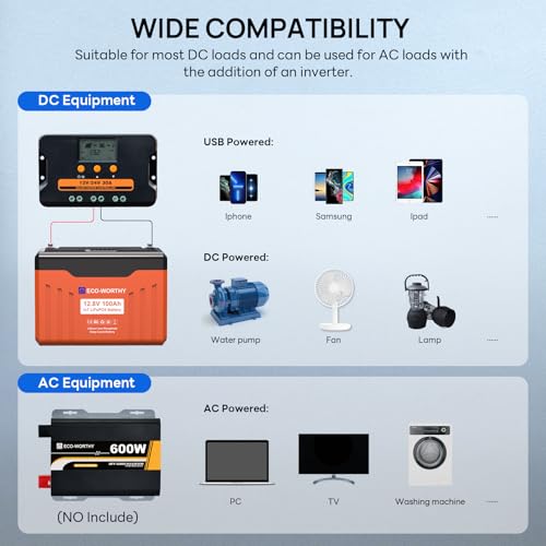 ECO-WORTHY 1.28KWH 200W RV Solar Panel Kit 12v 100ah lifepo4 Battery with Status Display, 2PCS 100W Bifacial Solar Panels,30A Controller with USB for Garden Home DC-Powered Appliances