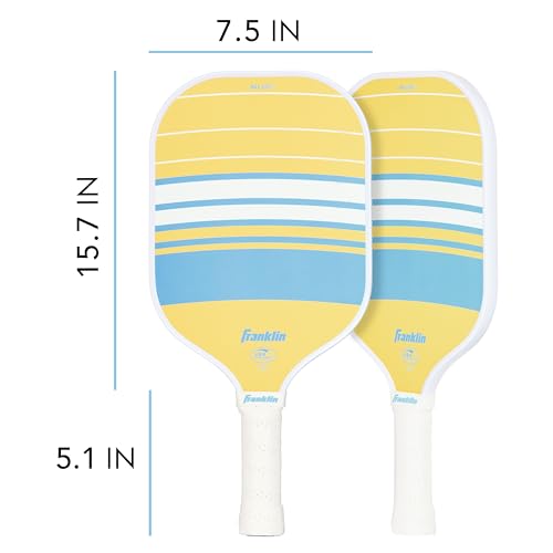 Franklin Sports Pickleball Paddle - Max Grit Fiberglass Surface - Polypropylene Core Pickleball Paddle - USA Pickleball (USAP) Approved - Yellow/Blue