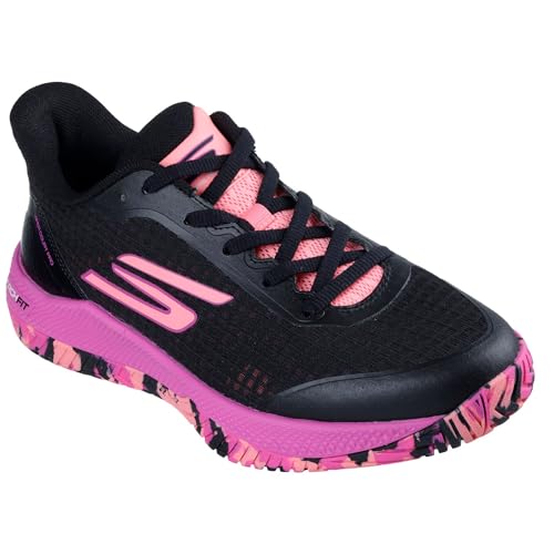 Skechers Women's Viper Court Pro Pickleball Sneaker, Black/Hot Pink, 7.5