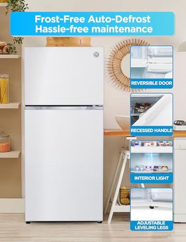 Commercial Cool 18 Cu. Ft. Top Mount Refrigerator with Freezer, 2-Door Refrigerator with Top Freezer and Adjustable Temperature Control, Ice Maker Ready, Energy Star Certified, White