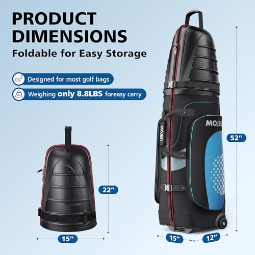 Golf Travel Bags for Airlines with Wheels, Hard Case Top and 1680D Heavy Duty Oxford Protect Golf Clubs, Lightweight and Easy to Maneuver, Black, Red and Blue