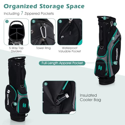 Tangkula 12 Pieces Men’s Complete Golf Club Set Right Hand, Golf Club Package Set with 460CC #1 Driver & #3 Fairway & #5 Hybrid & #5/#6/#7/#8/#9/#P/#S Irons, Putter, Rain Hood, Portable Golf Stand Bag