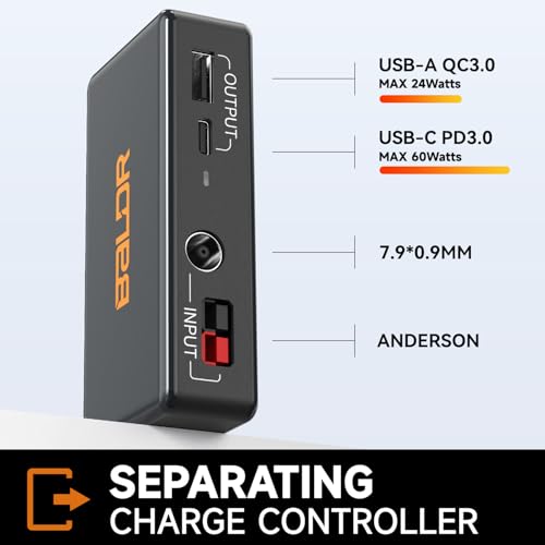 BALDR 120W Portable Solar Panel for Jackery/ECOFLOW/Flashfish/ROCKPALS Power Station Generator, Foldable Solar Cell Charger with USB Ports & PD Output for Camping, Off Grid Living. Black