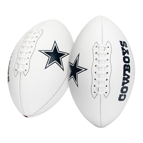 Franklin Sports NFL Dallas Cowboys Autograph Football - Official Size White Panel Souvenir Football for Autographs + Signatures - NFL Team Fan Shop Memorabilia Ball for Display