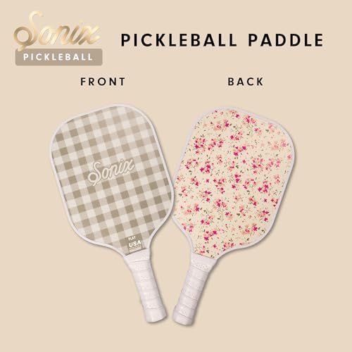 Sonix | Stylish Premium Pickleball Paddle | Fiberglass Surface, Non-Slip Cushion Grip| Single Pickle Ball Racket | Pink Floral Print | Cottage Floral Pink