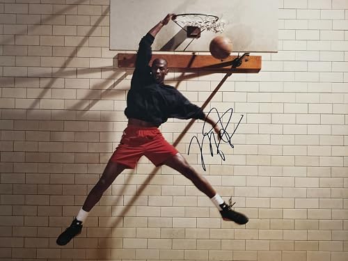 Michael Jordan Autographed Framed N.i.k.e Air Dunking 24x24 Poster Photo Beckett BAS #AE16681