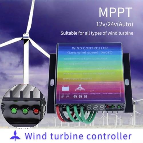 Wind Turbine Controller, 500/800W MPPT Wind Turbine Charge Controller with Overcharge Protection and Display(800w)