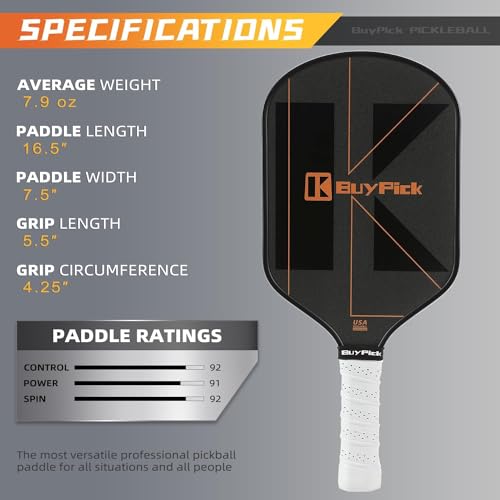 Pickleball Paddle Set of 2 for Beginners & Intermediates – Carbon Fiber Face, 16mm Polypropylene Honeycomb Core, Perforated Anti-Slip Grip – USA Pickleball Approved – 4 Balls + Carry Bag