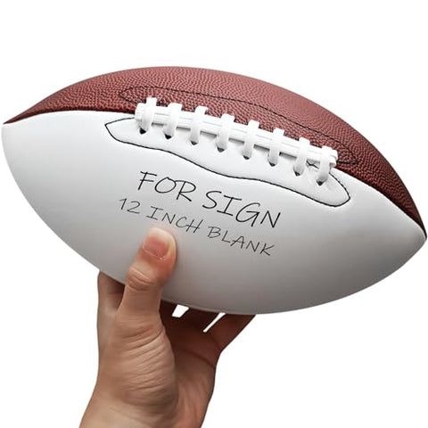 EaciTown Full Size 12 Inch Autograph American Football with 2 White Panels Customized Trophy for Rugby Game Graduation Signing