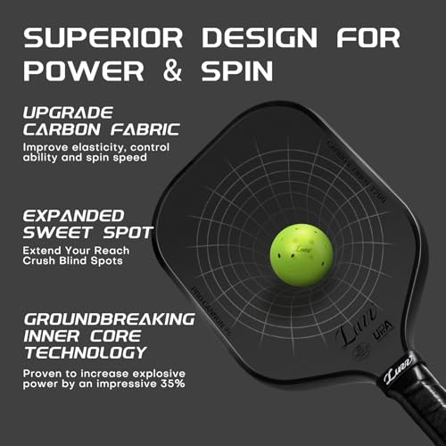 Luzz Pickleball Paddle, Thermoformed Cannon T700 Carbon Fiber Pickleball Paddles Friction Surface Exceptional Spin and Power 16mm Composite Pickle Ball Rackets for Players