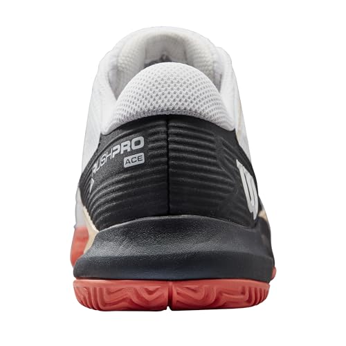 WILSON Rush Pro Ace Pickler Women's Pickleball Shoe - White/Black/Living Coral, Size 11 US