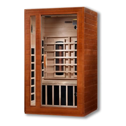 DYNAMIC SAUNAS Cardoba 2-Person Full Spectrum Infrared Sauna with Red Light Therapy & Bluetooth Speakers | Personal Indoor Dry Heat Sauna Room for Spa, Home & Gym – Made from Canadian Hemlock