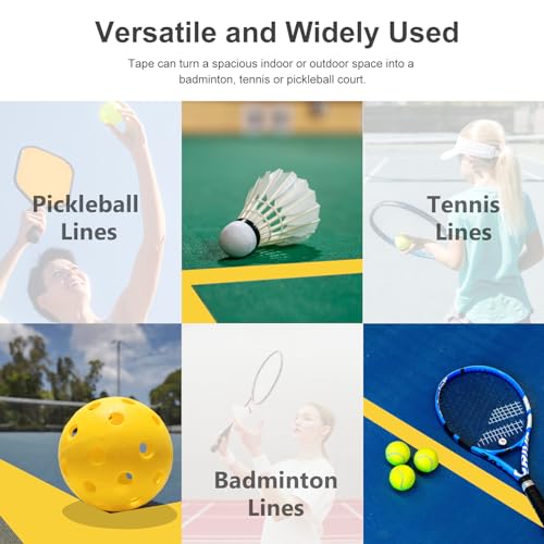 VloEssic Portable Pickleball Court Tape Lines Outdoor/Indoor, 2in x 230FT Temporary Pickleball Court Marking Kit, Pickleball Tape for Outdoor Court, Like Pickleball, Badminton, Tennis, Basketball
