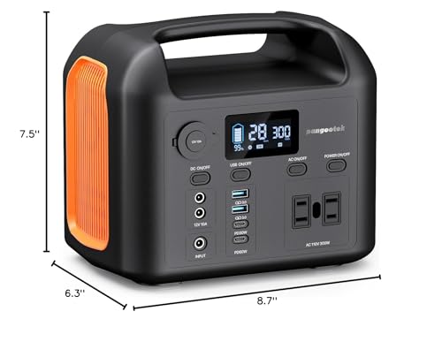 Portable Power Station, 300W (600W Peak) 299Wh LiFePO4 Solar Generator Pure Sine Wave 110V AC Car Outlets PD 60W QC3.0 Backup Power Supply Bank for CPAP Outdoor RV Camping Emergency Home Use