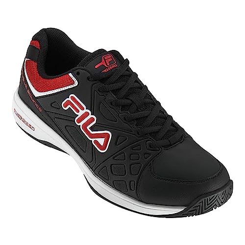 Fila mens Double Bounce 3 Pickleball Shoe, Black/Red/White, 11