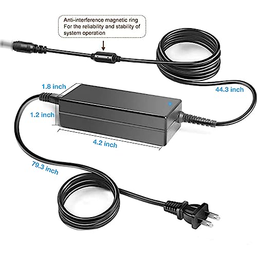 Kircuit AC/DC Adapter Compatible with Anker A1720 521 200W/256Wh Portable Power Station Solar Generator Backup Battery LiFePO4 11-28V 5.5A 65W Power Supply Cord Cable Battery Charger Mains PSU