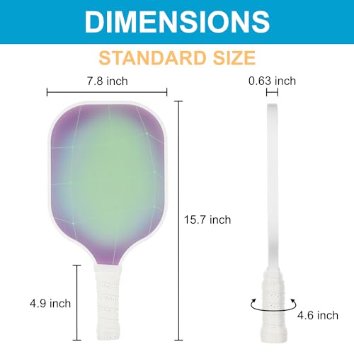 Pickleball Paddles Set, Premium Lightweight Fiberglass Surface Polypropylene Core Pickleball Rackets, Pickleball Set of 2 with 4 Outdoor Balls and Carry Bag for Beginners (Grid Fade)