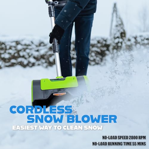 Cordless Snow Shovel, 20V Battery Powered Snow Blower, Lightweight Electric Snow Thrower with Adjustable Handle, Directional Plate, Perfect for Patios, Decks, Walkways, and Driveways (10 INCH)
