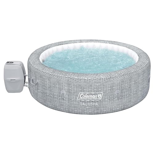 Coleman Sicily AirJet Large Round 5 to 7 Person Inflatable Hot Tub Portable Outdoor Spa with 180 AirJets and EnergySense Cover, Grey
