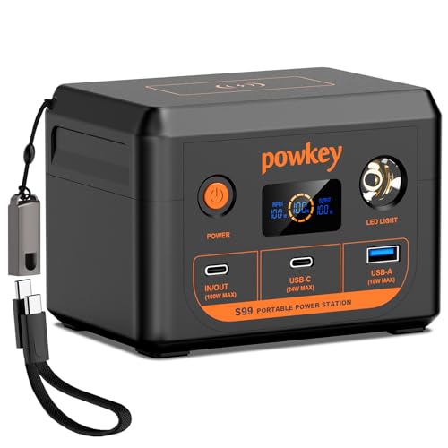 powkey Laptop Power Station 30000mAh 100W Portable Charger PD 3.0 Fast Charging 96Wh LiFePO4 Power Bank with USB-C Cable,Battery Backup for Laptop Phone Travel Camping Office Emergency Home