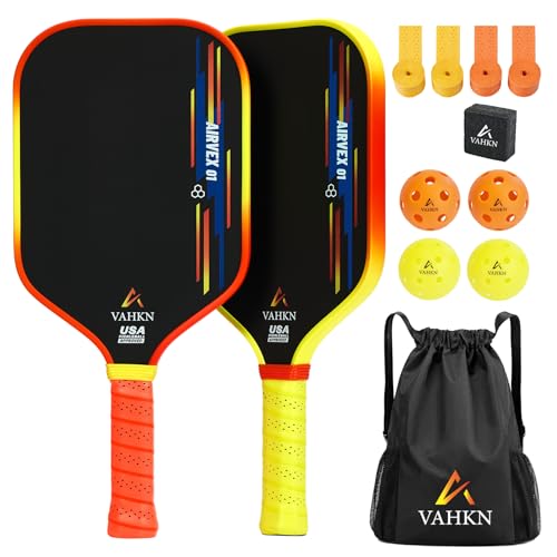 VAHKN Pickleball Paddles |16MM Carbon Fiber Pickleball Paddle | High-Spin Textured Surface & Vibrant Gradient Edge | USAPA Approved Racket for Ultimate Power,Control & Precision (Yellow & Orange 2PCS)