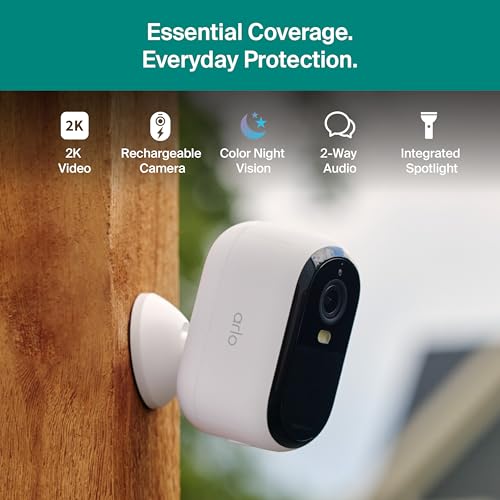 Arlo Essential Security Camera (3rd Gen - 2025 Release) 3 Cam + 3 Solar Panels + 6 Months of Secure Plus Plan - 2K, Person Recognition, Package Detection, Animated Preview, Dual-Band WiFi, White
