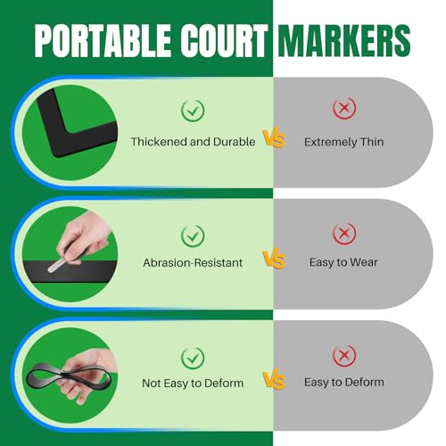 Hikeen Court Lines Marker Kit Black Anti-Slip and Wind-Resistant Throw Down Markers 28pcs,Pickleball Net Court for Outdoor Indoor Court