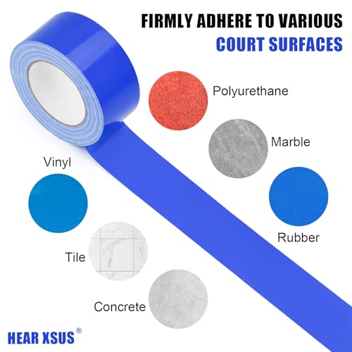 Hear XSUS 2” x 230FT Outdoor Pickleball Court Tape - Indoor Durable Floor Tape and Tape Cutter for Creating and Marking Court Boundaries, Ideal for Pickleball Enthusiasts. (Style)